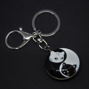 Брелок скляний 3D "Котики Інь-Янь"