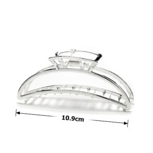 Заколка-краб металева срібна 11 см