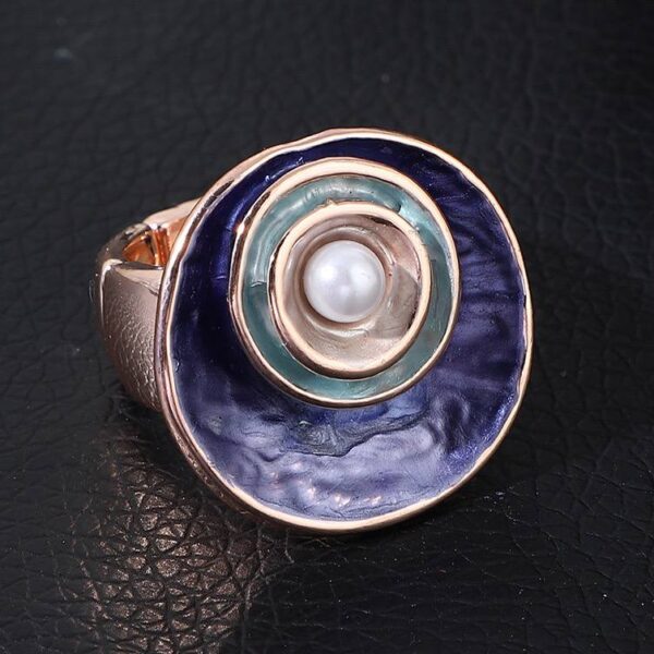 Каблучка жіноча "Квітка з перлиною абстрактна геометрична мікс кольорів (1567)