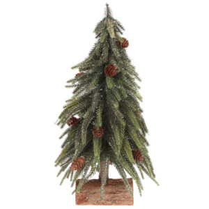 Новорічний декор "Ялинка" із золотим глітером на дерев'яній підставці 35 см