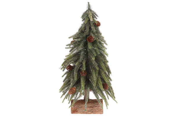 Новорічний декор "Ялинка" із золотим глітером на дерев'яній підставці 35 см