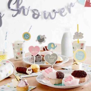 Гірлянда паперова "Baby Shower" + прикраси для капкейків