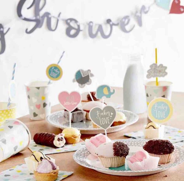 Гірлянда паперова "Baby Shower" + прикраси для капкейків