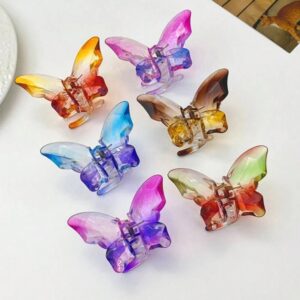 Заколка-краб для волосся "Метелик" прозоро-кольоровий