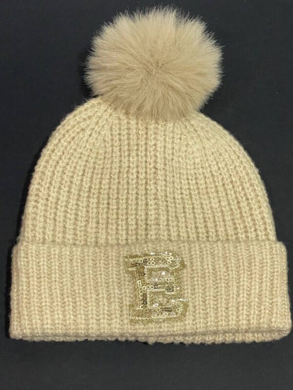 Шапка-біні дитяча "Буква" Primark в'язана з помпоном беж