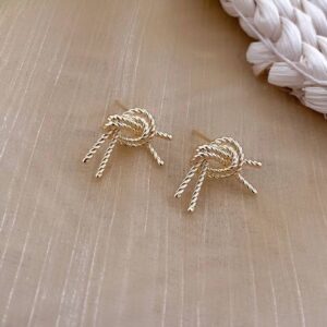 Сережки Геометричні "Вузол" рельєфні золоті (8201)