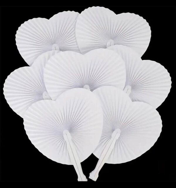 Віяло/ Опахало міні "Серце" паперове біле 25*22 см