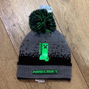 Шапка-Біні дитяча Primark "Minecraft" з помпоном сіра