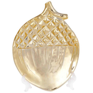 Блюдо дкоративне "Жолудь" керамічне (17,2*12,7*2,8), золотий