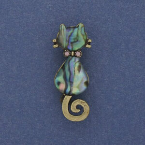 07ae362f-e027-4a6d-813a-a331b2f018d0.jpg Брошка-кулон "Кішка" Халіотіс золотистий метал 38х15 мм