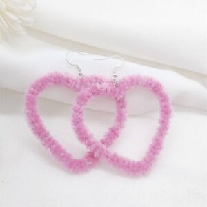 Сережки з флоковим напиленням "Серця" рожеві (10224)