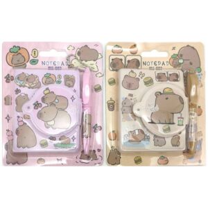 Блокнот 8*7 см "Капібара" на кнопці+ручка-брелок /65 арк