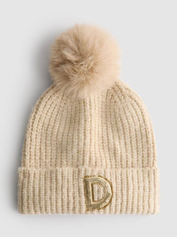 Шапка-біні дитяча "Буква" Primark в'язана з помпоном беж