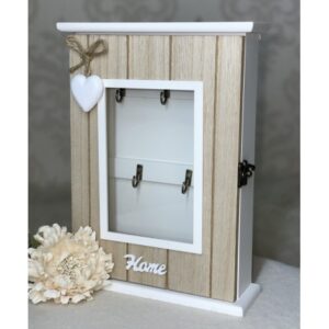 Ключниця "Home" прямокутна дерево-біла з віконцем