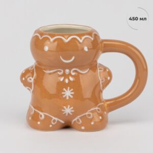 0bbf3a89-54c6-4136-b27c-81b126f5e35b.jpg Чашка керамічна Новорічна "Імбирний пряник" фігурна 450 мл