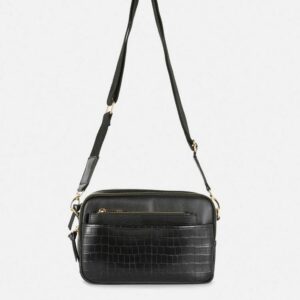 0c10a16f-9971-4282-a691-ec868f686439.jpg Сумочка-клатч Primark з зовнішньою кишенею "крокодил" з косметичкою чорна