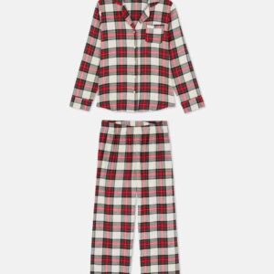 Піжама жіноча boyfriend в клітинку Primark  котон біла з червоним