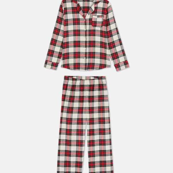 Піжама жіноча boyfriend в клітинку Primark  котон біла з червоним