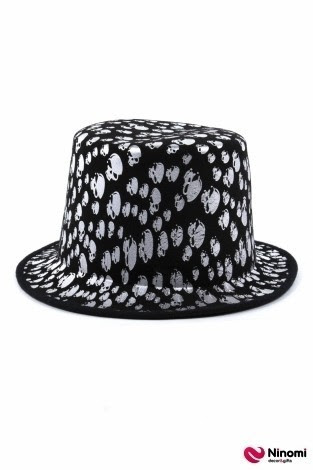 Капелюх-Циліндр на Хелловін "Черепи" чорний