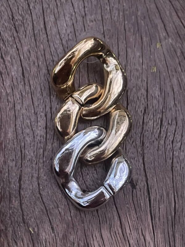 Сережки "Ланцюг" масивні золотий зі срібним (2748)