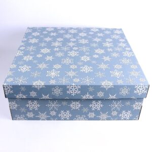 Коробка подарункова з мікрогофрокартону (42*42*15 см) Новорічна блакитна
