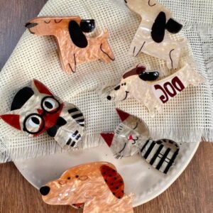 Заколка-краб для волосся "Собачка" перламутрова