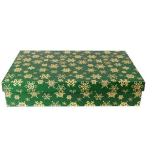 Коробка подарункова з мікрогофрокартону (52*32*12) Новорічна зелена