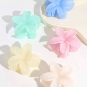 Заколка-краб для волосся «Тропічна квітка» L (7-8 см) однотонна пастельна 1 шт