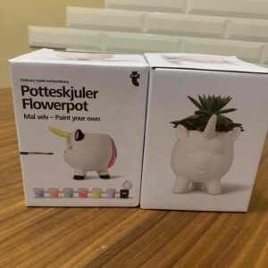 Керамічний вазон "Єдиноріг" для власного декору/ Включає фарбу та пензлик (11х11 см)