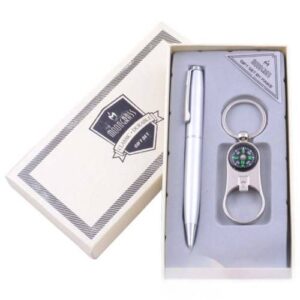 158b7a52-bee6-44d8-ab14-12076fd84aa3.jpg Набір чоловічий подарунковий "Moongrass" 2 в 1 Ручка/ Брелок-відкривачка-компас срібло