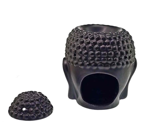 Аромалампа керамічна "Будда" чорна 14 см