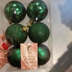 Набір ялинкових іграшок 6 см/ 6 шт (пластик) смарагдово-зелений