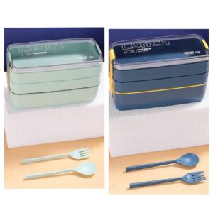 168e327a-32bd-4860-9a3d-7ba57c06a7f8.jpg Ланч-бокс 3-ярусний синій/зелений 900 мл