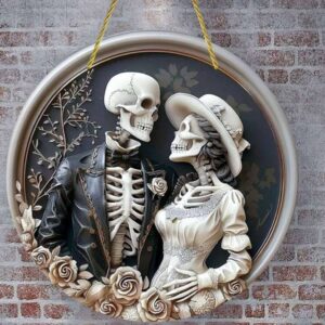 Декор на Хелловін картина "Закохані скелети" 20 см