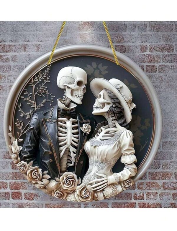 Декор на Хелловін картина "Закохані скелети" 20 см