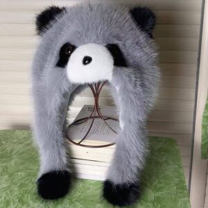 Шапка "Панда" з екохутра сіра