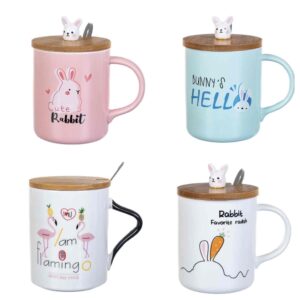 Чашка керамічна "Тварини" з бамбуковою кришкою 350 мл