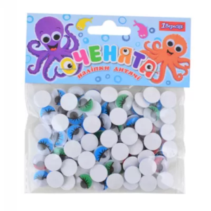 Стікер д/творч рухливі оченята з віями, кольорові 100шт/12мм