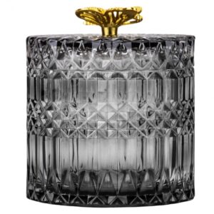 1816846d-6fe2-43ab-b5b7-c9bfa0dced6c.jpg Шкатулка скляна "Золотий метелик" сіра 10,5 см