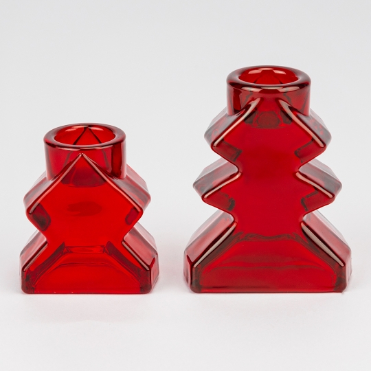 Підсвічник скляний "Ялинка" 8,5 см червоний 1 шт