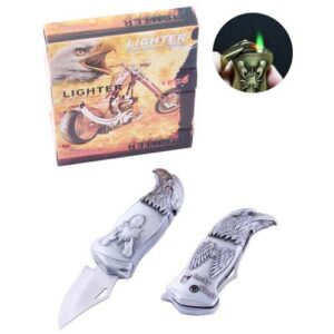 Запальничка газова "Орел/ HARLEY-DAVIDSON" з висувним ножем срібний