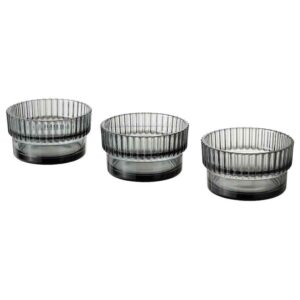 Підсвічник скляний GRADVIS IKEA ребристий сірий 4,5 см