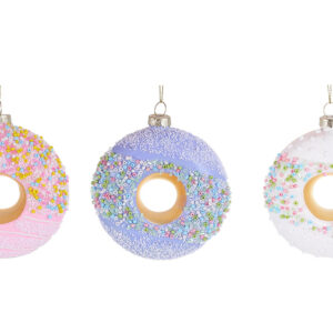 1b9fd373-1e57-45b6-99f3-dc65461cba50.jpg Ялинкова прикраса "Донат" 9 см (скло) мікс кольорів