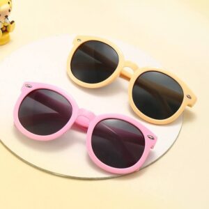 Окуляри дитячі сонцезахисні круглі чорне скло в кольоровій оправі (10105)