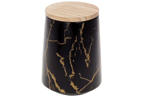 1c2139d2-21ba-4a93-a140-75759170a6b0.jpg Банка порцелянова "Мармурова Розкіш" 720мл з бамб. кришкою чорний із золотом