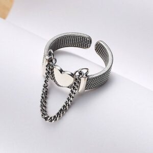 1f42d78d-774b-41c1-95bb-054e4548fbbb.jpg Каблучка жіноча металева "Серце" з ланцюжком срібна (10494)