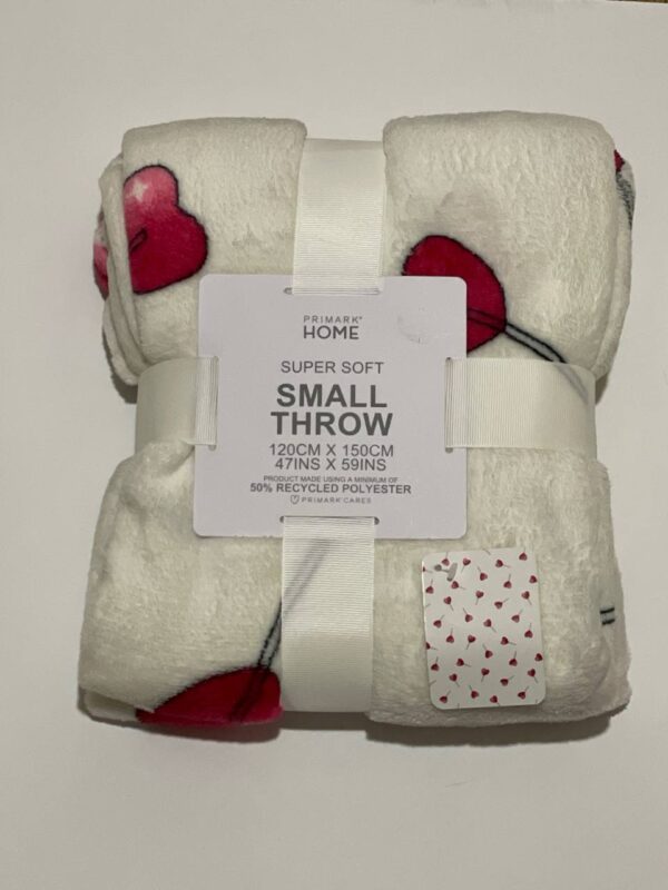 Плед "Сердечка" Primark super soft білий (120*150)