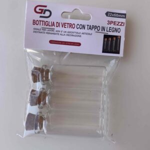 Набір пляшечок зі скла з пробковою кришкою 3 шт (22*60)