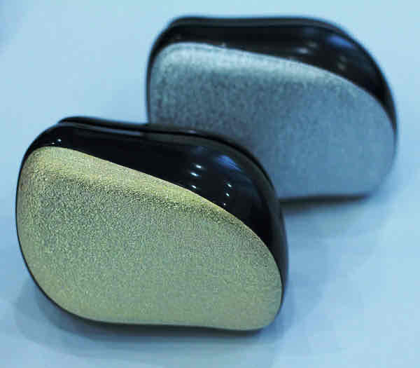 Щітка для волосся компактна «Gold & Silver» антистатична масажна з блисківками