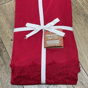 Скатертина Новорічна Primark червона з мереживом (140*180)